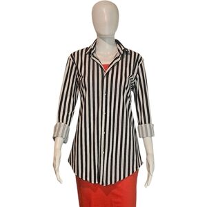 Zara Blue White Striped Button Up Slim Fit Shirt Sz Small Great Cond